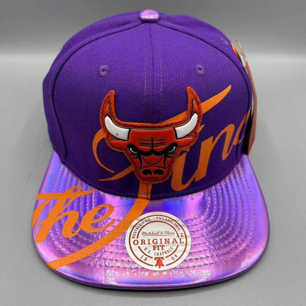 Chicago Bulls NBA Hat Men Purple The Finals Mitchell & Ness Snap Back Cap New